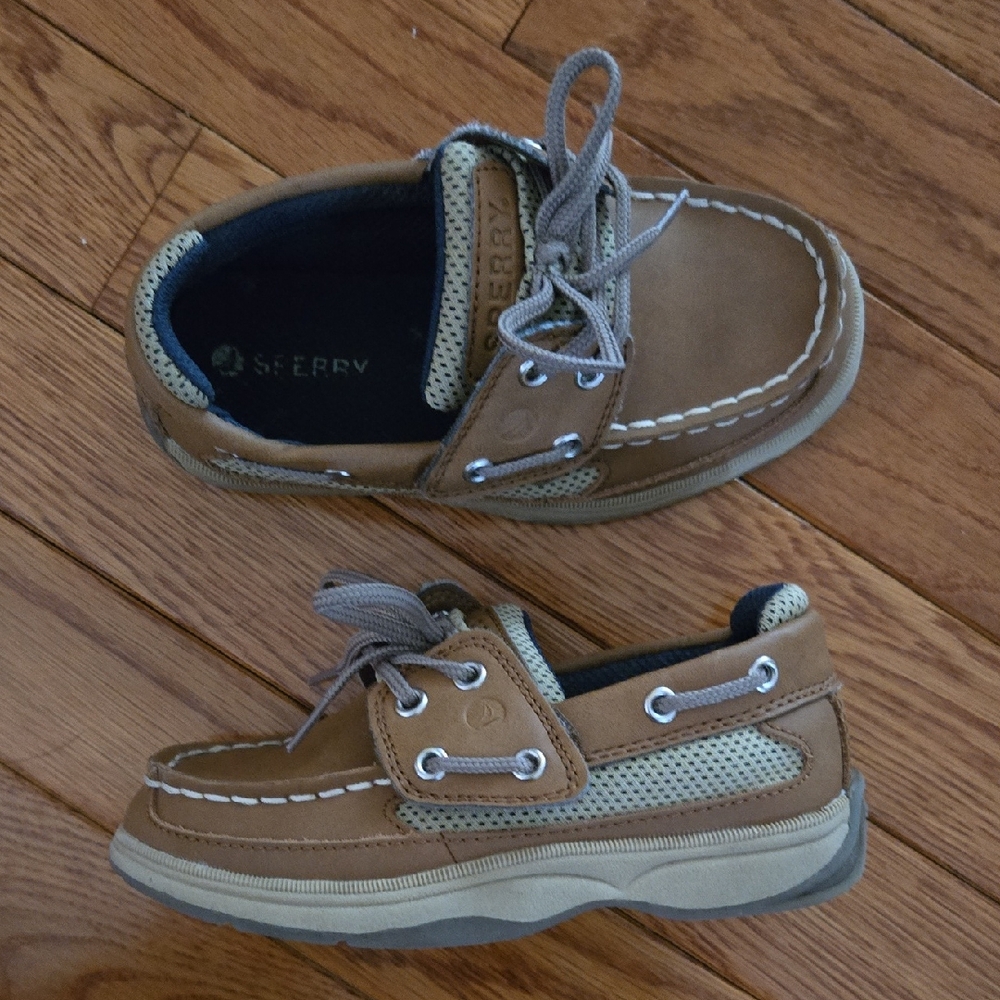 Sperry Kids Tan and Beige Moccasin Boat Shoes